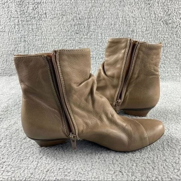 Eric michael soho Booties Tan Ankle Boots Shoes Spain leather‎ Womens 5.5 ZIP - Picture 11 of 15